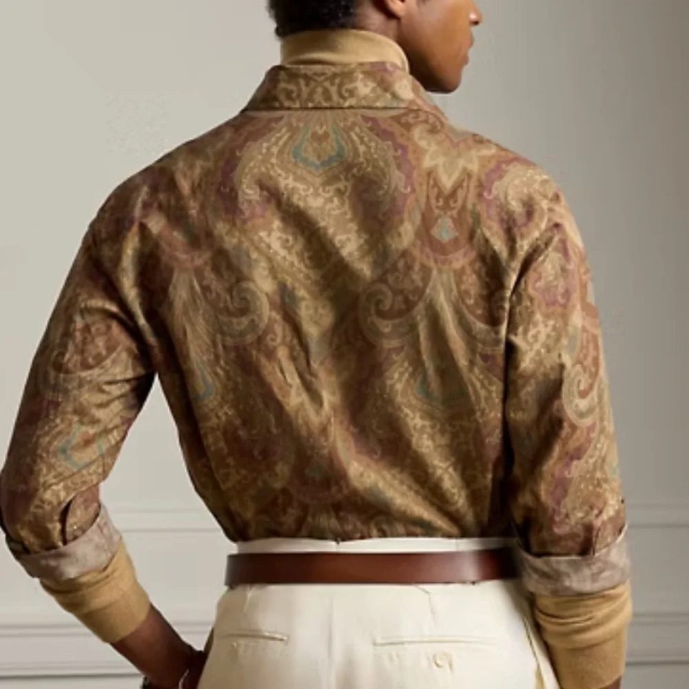 Lauren Ralph Lauren Corpcore Heritage 100% Cotton gold multicolor Shirt Medium - Picture 4 of 14